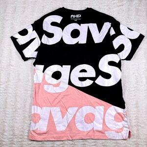 Another Hype Piece Savage Graphic T Shirt Mens Large Black Pink Cotton